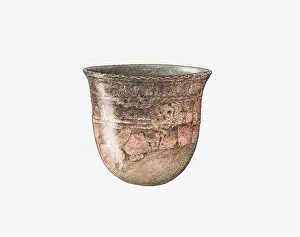Pottery Prints: Illustration of smooth pot with round base, found at Nasunahara, Japan