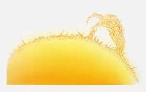 Illustration of solar prominence above the suns surface
