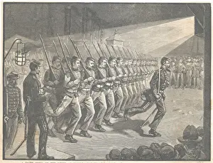 Mobile Prints: Illustration of Soldiers Training with Rifles in Hand