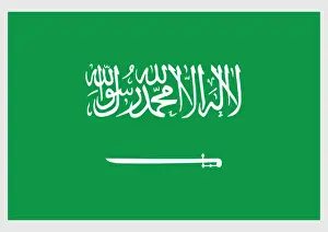 Islam Prints: Illustration state and Military flag of the Kingdom of Saudi Arabia