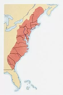 Images Dated 16th June 2010: Illustration of states on East Coast of the USA