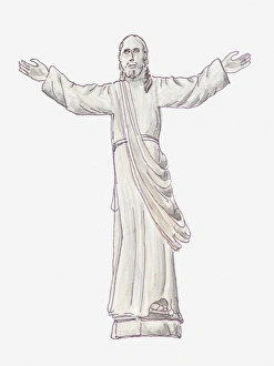 Place Of Interest Gallery: Illustration of statue of Christ on the Hill of Crosses or Kryziu Kalnas, Lithuania