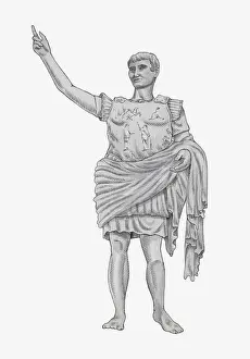 Emperor Prints: Illustration of statue of Roman Emperor Augustus (Augustus of Prima Porta)