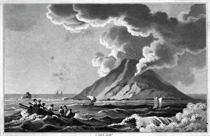 Boater Prints: Illustration of Stromboli Volcano Eruption