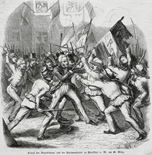 Illustration of Struggle Between Parliament and Revolutionists