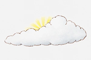 Images Dated 4th January 2011: Illustration of sun disappearing behind a cloud