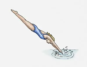 Images Dated 29th April 2010: Illustration of swimmer diving in head first
