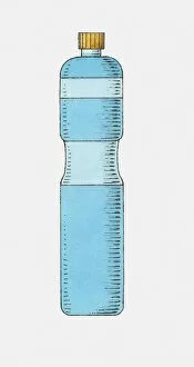 Illustration of tall blue plastic bottle