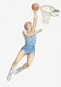 Images Dated 3rd October 2011: Illustration of tall man playing basketball
