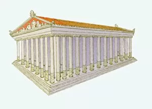 Illustrative Technique Gallery: Illustration of Temple of Artemis in ancient Greek city of Ephesus