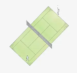 Sports Venue Prints: Illustration of a tennis court