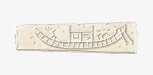 Mesopotamian Prints: Illustration of terracotta amulet showing a trading ship, Mohenjo-Daro, Indus Valley