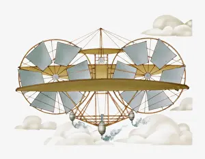 Illustration of Thomas Moys tandem-wing monoplane Aerial Steamer, 1875