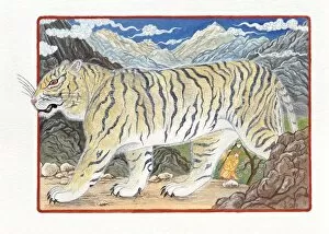 Illustration of Tiger Passing Through The Mountains, representing Chinese Year Of The Tiger