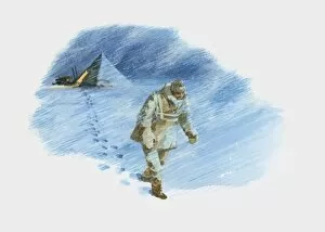 Images Dated 9th March 2010: Illustration of Titus Oates walking to his death at the South Pole