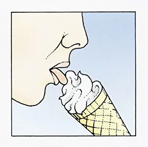 Mouth Open Prints: Illustration of tongue licking ice cream cone using Hypoglossal nerves