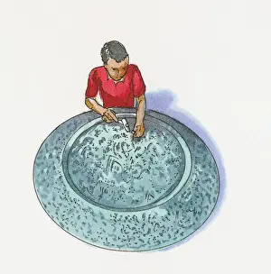 One Mid Adult Man Prints: Illustration of traditional craftsperson near Erzincan