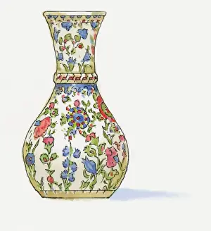Ceramics Prints: Illustration of traditional Iznik vase
