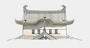 Illustration of traditional Japanese roof