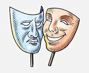 Images Dated 1st May 2010: Illustration of tragedy mask and comedy mask