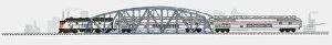 Freight Train Gallery: Illustration of train on railway bridge