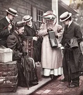Illustration of Traveling Family with Kodak Camera