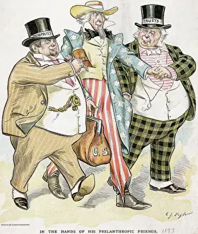 Trust Prints: Illustration of Trusts & Monopolies Pickpocketing Uncle Sam by J.C. Taytor