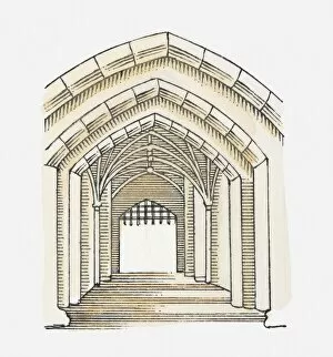 Illustration of a Tudor arch, Tower of London, London, England, c. 1086-1097