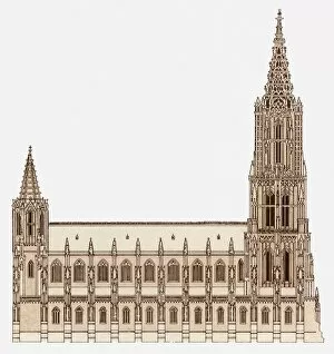 Images Dated 22nd March 2011: Illustration of Ulm Minster in Germany, which has the tallest spire in the world