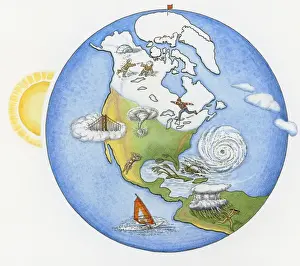 Winter Sport Prints: Illustration of various weather conditions in different parts of the world