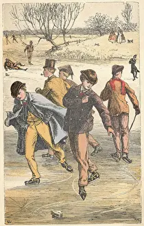 Ice Rink Prints: Illustration of Victorian Skaters