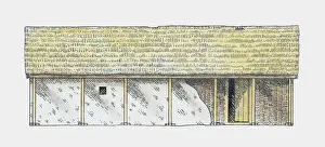 Viking Prints: Illustration of a Viking house, Hedeby, Germany