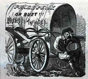 Wild West Prints: Illustration of Wagon on Prairie, Pike's Peak or Bust!