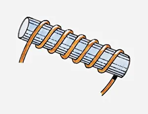 Curled Up Prints: Illustration of wire coiled around metal bar