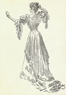 Illustration of Woman Wearing Gown with Corset