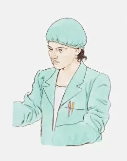 Images Dated 23rd July 2010: Illustration of woman wearing laboratory coat and cap