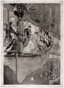 Sinking Prints: Illustration of Women Being Rescued From the Titanic