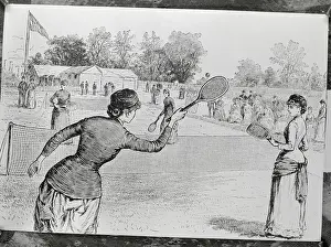 Illustration of Women Tennis Players During Eighteen Hundreds