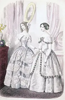 Illustration of Women Wearing Evening Dresses