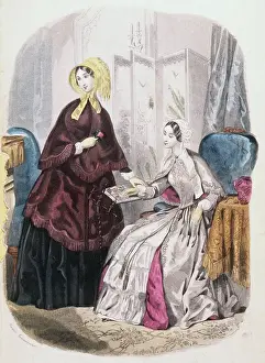 Illustration of Women Wearing French Fashions