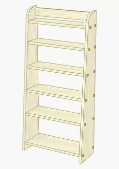 Illustration of empty wooden bookcase