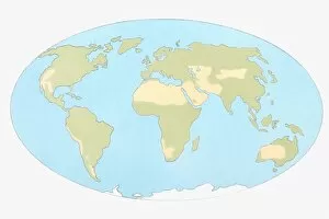 Images Dated 17th June 2010: Illustration of world map showing desertification