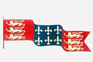 Images Dated 16th June 2010: Illustration of Hundred Years War Flag with English lions and French Fleur De Lys