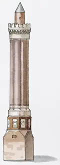 Minaret Prints: Illustration of Yivli Minare, a 14th century Seljuk-Ottoman fluted minaret
