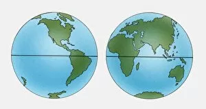 Two Illustrations of planet Earth showing latitude