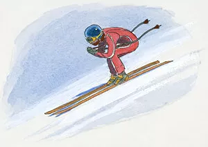Images Dated 29th October 2008: Iluustration of man downhill skiing