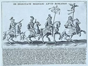 Birds Of Prey Collection: The image describes a military procession in which the leading horseman or aquilifer carries one