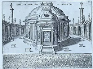 Before Christ Prints: The image shows the Temple of Honour and Virtue planned in 210 BC by Marcus Claudius Marcellus