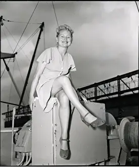 Immigrant Woman Posing On Ship