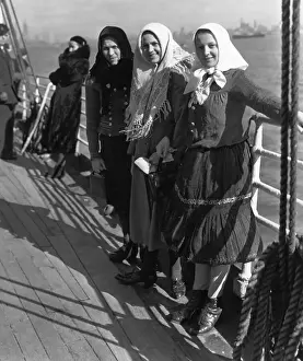 Scarf Prints: Immigrant Women Posing on Deck of Ship